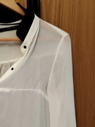 Blusa Zara Blanca Negra Transparente Hiver/France/