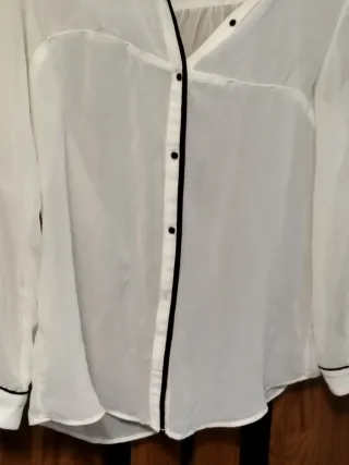 Blusa Zara Blanca Negra Transparente Hiver/France/