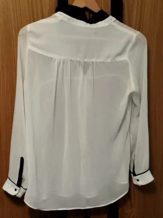 Blusa Zara Blanca Negra Transparente Hiver/France/