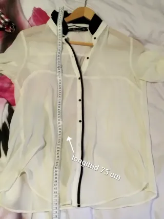 Blusa Zara Blanca Negra Transparente Hiver/France/