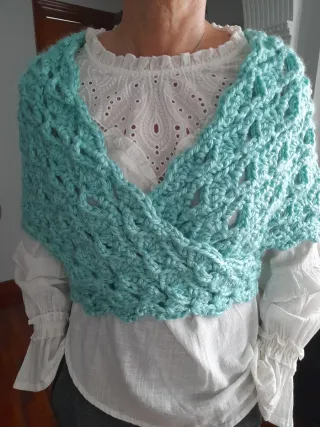 Toquilla crochet verde agua