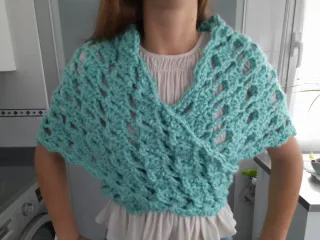 Toquilla crochet verde agua