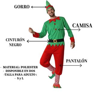 Disfraz Elfo Talla S - Traje Navidad Adulto
