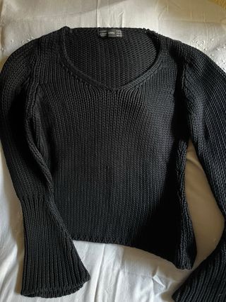 Jersey Zara Negro Manga Ancha