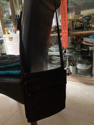 Bandolera serraje Zara Man marrón