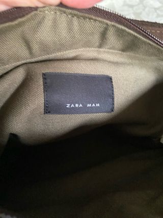 Bandolera serraje Zara Man marrón