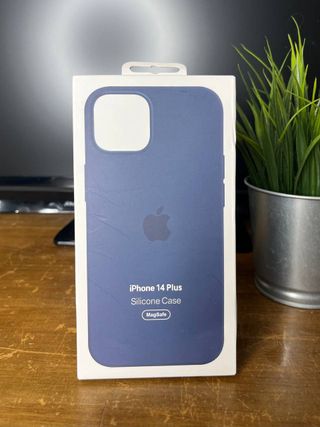 Custodia in silicone per iPhone 14 Plus MagSafe, blu