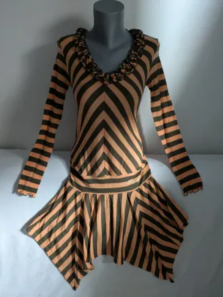 Vestido Miss Sixty Lana Rayas Asimétrico y2k 2000s