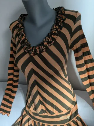 Vestido Miss Sixty Lana Rayas Asimétrico y2k 2000s