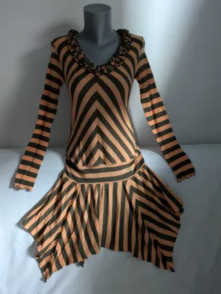 Vestido Miss Sixty Lana Rayas Asimétrico y2k 2000s