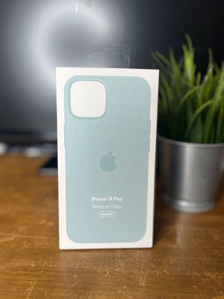 Custodia in silicone per iPhone 14 Plus MagSafe Blu