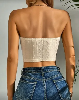 SHEIN - Top Beige sin tirantes