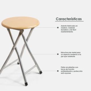 Taburete Plegable Madera y Metal
