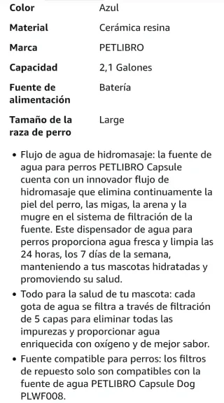 Bebedero automático para mascotas PETLIBRO plwf008