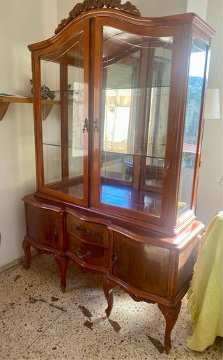 Vitrina antigua madera y cristal