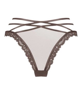 Braguita de encaje marrón lenceras.