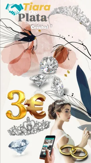 Tiara de novia plateada con diamantes de imitación