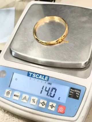 Pulsera caña oro 18kt tallas y cadena seguridad