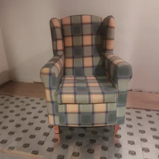 Butaca orejera tela cuadros