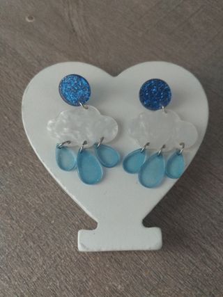 Pendientes Nube Lluvia Azul Brillante