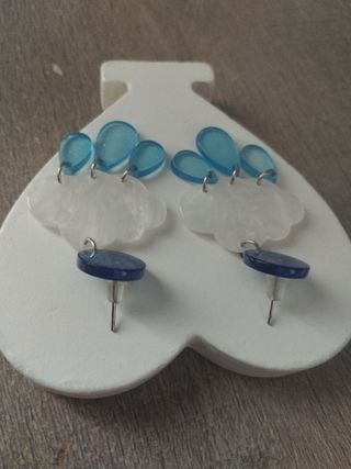 Pendientes Nube Lluvia Azul Brillante