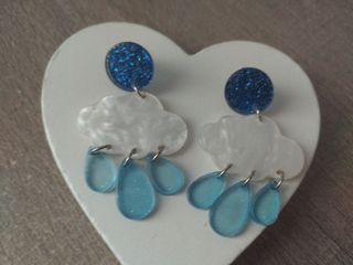Pendientes Nube Lluvia Azul Brillante