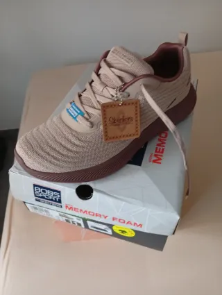 Skechers Bobs Sport Mujer Beige/Rosa