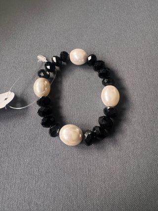Pulsera perlas y cristales negros