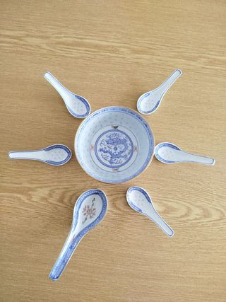 Set Ciotola e 6 Cucchiaini Stile Cinese