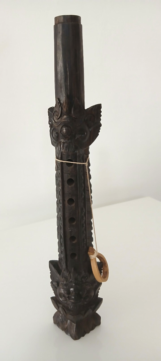 Flauto Balinese in Legno Intagliato Vintage
