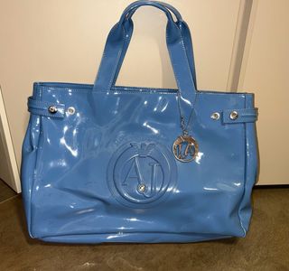 Borsa Giorgio Armani blu vernice