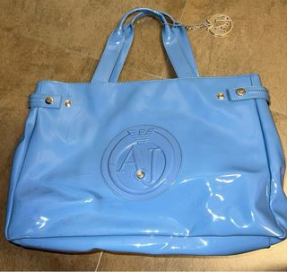 Borsa Giorgio Armani blu vernice