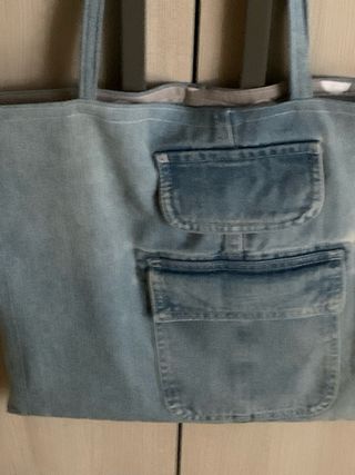 Borsa shopper in denim con stampa