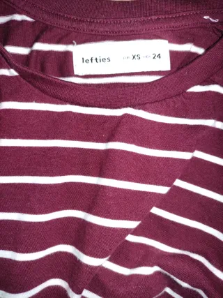 Camiseta Lefties Rayas XS Roja Granate Blanca