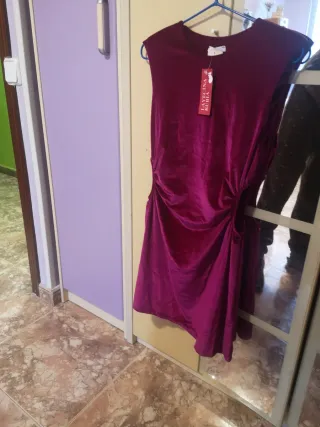 Vestido Terciopelo Rosa Magenta Talla M