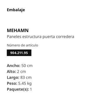 Paneles puerta corredera MEHAMN IKEA 75x201