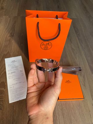 Pulsera Hermès click H negra y Plateada