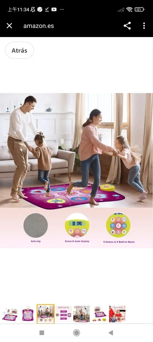 Alfombra de Baile Juguete Niña 3 4 5 6 7 8 9+,Rega