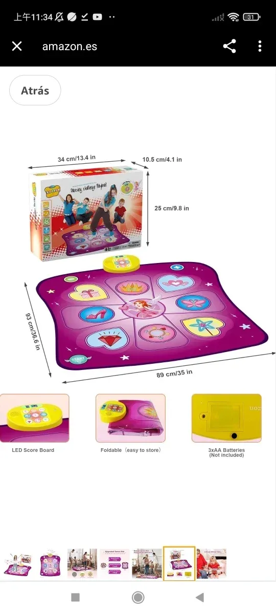 Alfombra de Baile Juguete Niña 3 4 5 6 7 8 9+,Rega