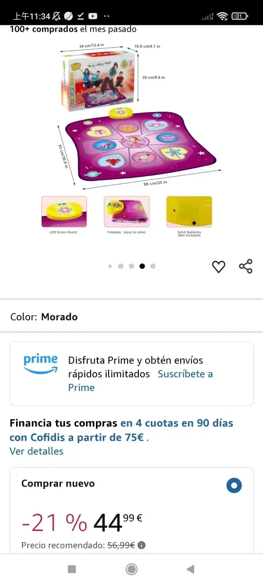 Alfombra de Baile Juguete Niña 3 4 5 6 7 8 9+,Rega