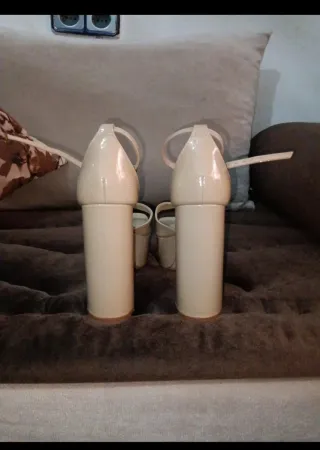 Sandalias Schutz Beige Plataforma Tacón Alto