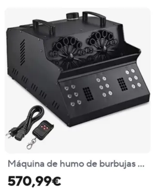Máquina de humo y burbujas con control remoto