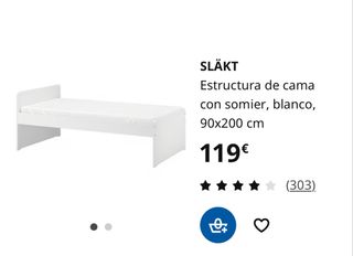 Estructura Cama Ikea SLÄKT Blanca 90x200