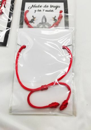 Pulsera Roja 7 Nudos con Nudo de Bruja