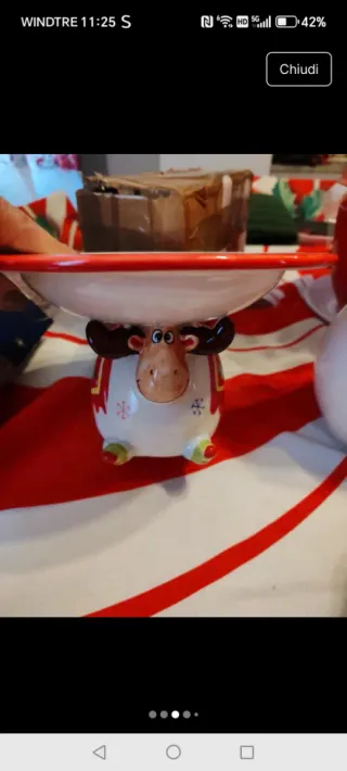 Set Natalizio Ceramica Rosso Bianco