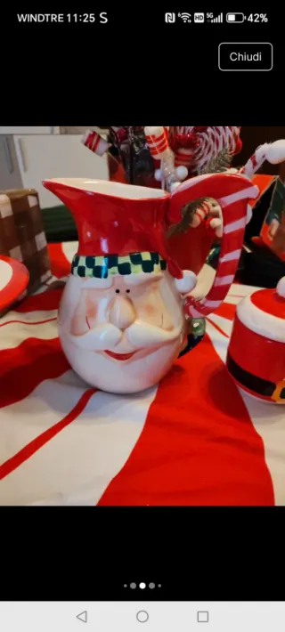 Set Natalizio Ceramica Rosso Bianco