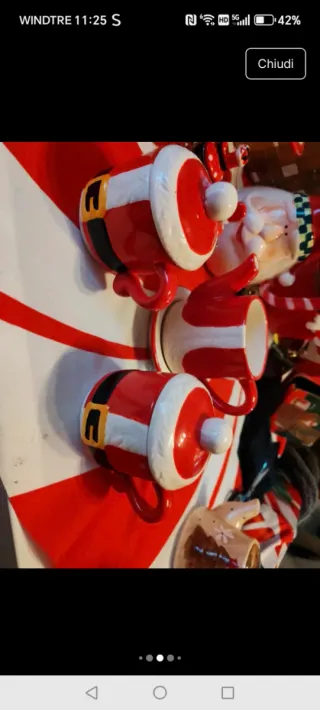 Set Natalizio Ceramica Rosso Bianco