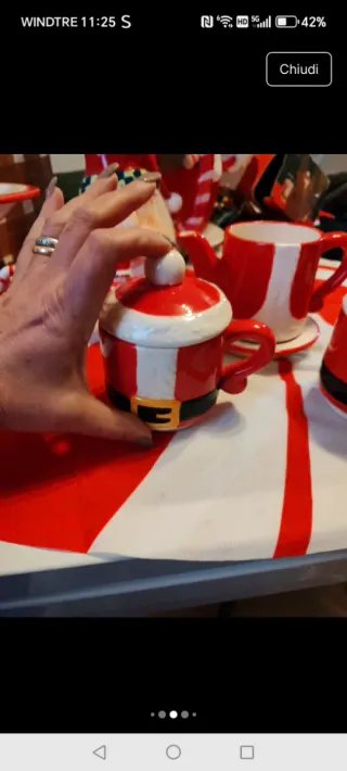 Set Natalizio Ceramica Rosso Bianco