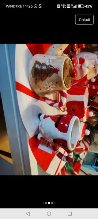 Set Natalizio Ceramica Rosso Bianco