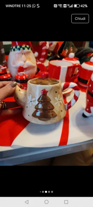 Set Natalizio Ceramica Rosso Bianco